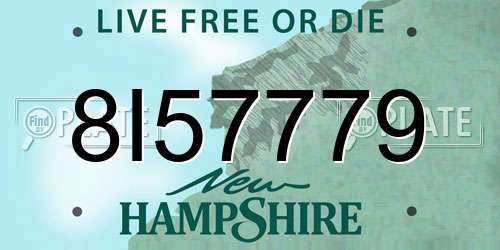 8I57779 New Hampshire License Plate
