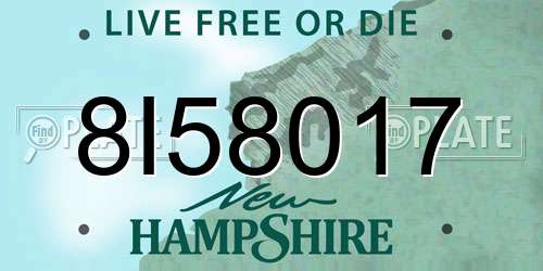 8I58017 New Hampshire License Plate