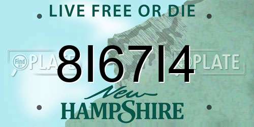 8I67I4 New Hampshire License Plate