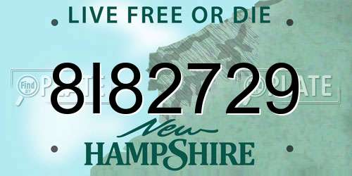 8I82729 New Hampshire License Plate