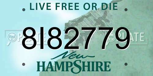 8I82779 New Hampshire License Plate
