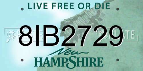 8IB2729 New Hampshire License Plate
