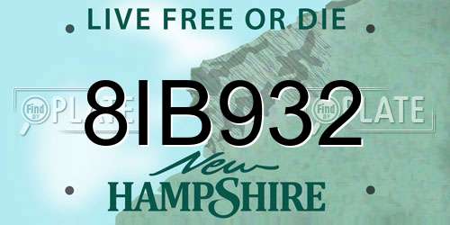 8IB932 New Hampshire License Plate