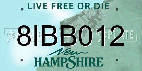 8IBB012 New Hampshire License Plate