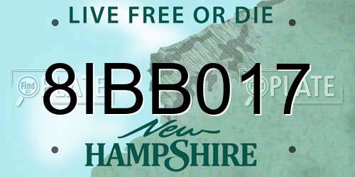 8IBB017 New Hampshire License Plate