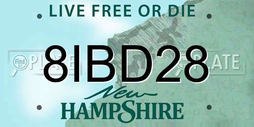 8IBD28 New Hampshire License Plate