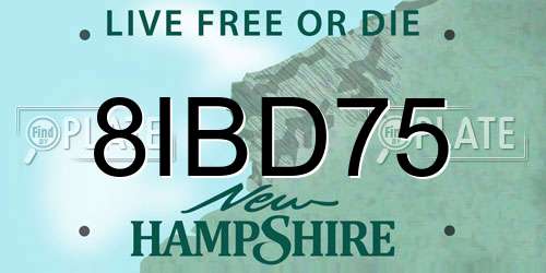 8IBD75 New Hampshire License Plate