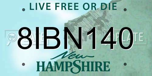 8IBN140 New Hampshire License Plate