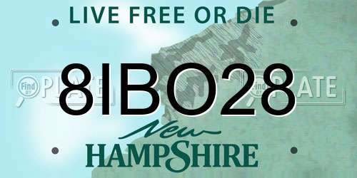 8IBO28 New Hampshire License Plate