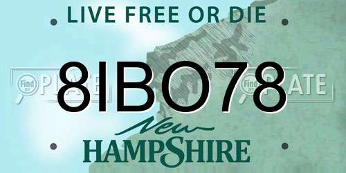 8IBO78 New Hampshire License Plate
