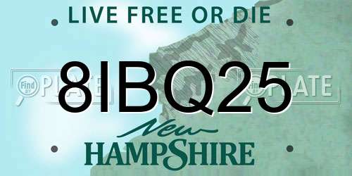 8IBQ25 New Hampshire License Plate