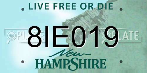 8IE019 New Hampshire License Plate