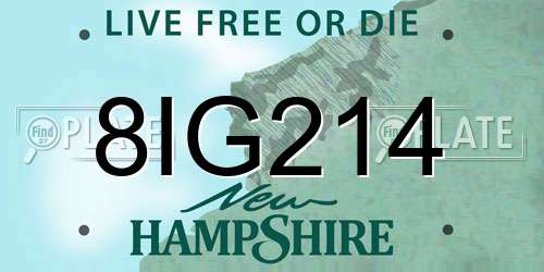 8IG214 New Hampshire License Plate
