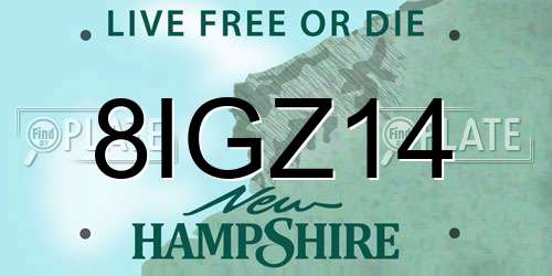 8IGZ14 New Hampshire License Plate