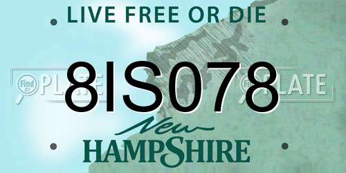8IS078 New Hampshire License Plate