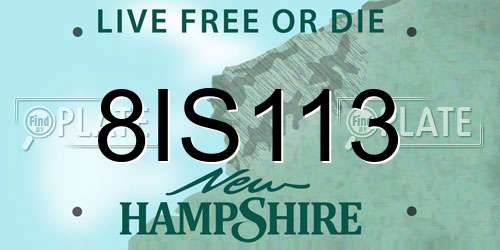 8IS113 New Hampshire License Plate