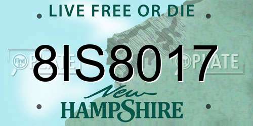 8IS8017 New Hampshire License Plate