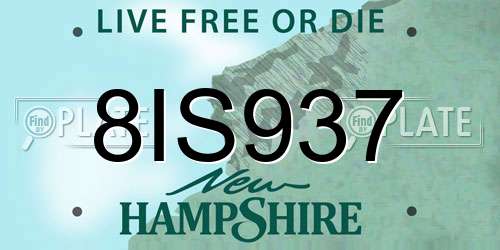 8IS937 New Hampshire License Plate