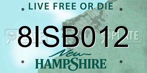 8ISB012 New Hampshire License Plate