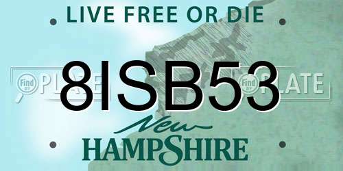 8ISB53 New Hampshire License Plate