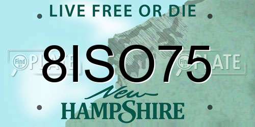 8ISO75 New Hampshire License Plate