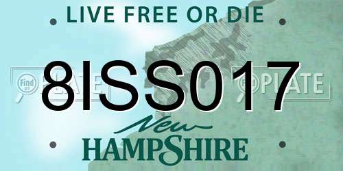 8ISS017 New Hampshire License Plate