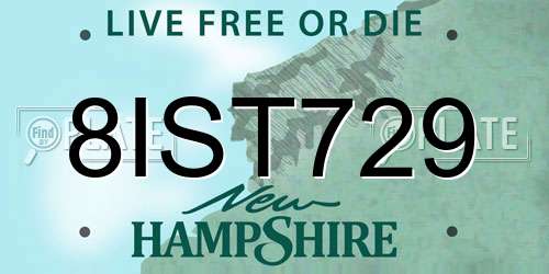 8IST729 New Hampshire License Plate