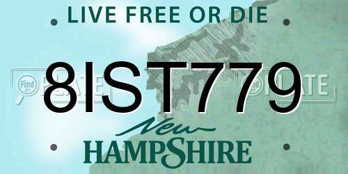 8IST779 New Hampshire License Plate