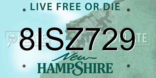 8ISZ729 New Hampshire License Plate