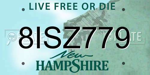 8ISZ779 New Hampshire License Plate