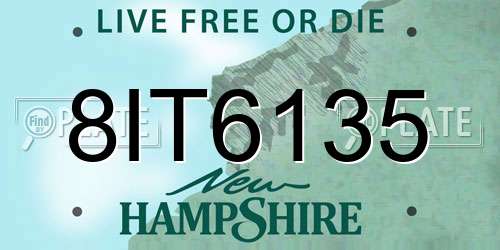 8IT6135 New Hampshire License Plate