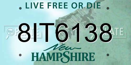 8IT6138 New Hampshire License Plate