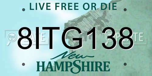 8ITG138 New Hampshire License Plate