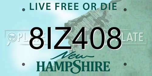 8IZ408 New Hampshire License Plate