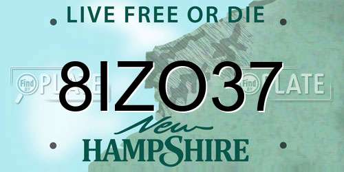 8IZO37 New Hampshire License Plate