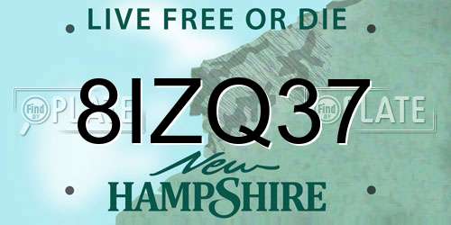 8IZQ37 New Hampshire License Plate