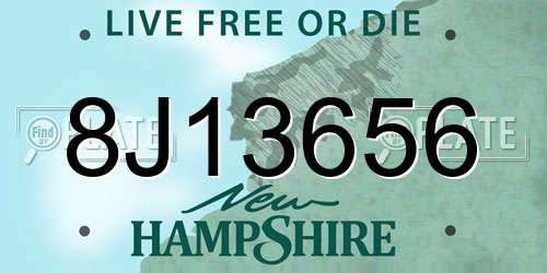 8J13656 New Hampshire License Plate