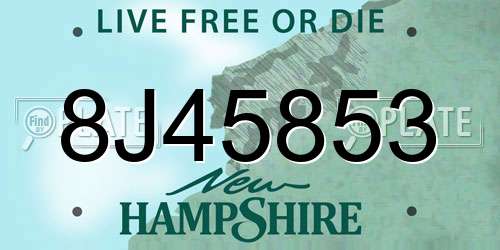 8J45853 New Hampshire License Plate