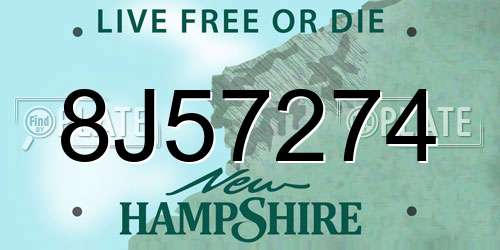8J57274 New Hampshire License Plate