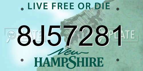 8J57281 New Hampshire License Plate