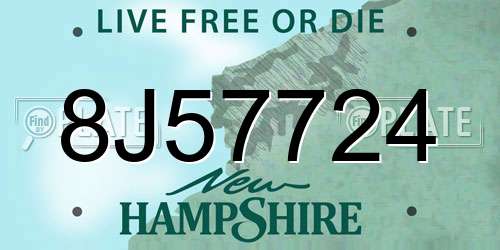 8J57724 New Hampshire License Plate