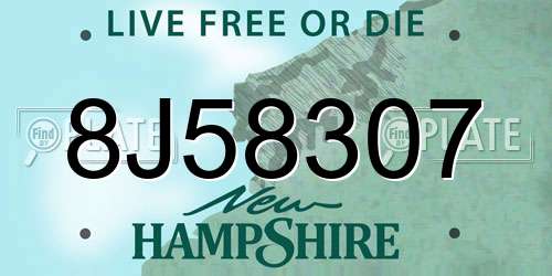 8J58307 New Hampshire License Plate