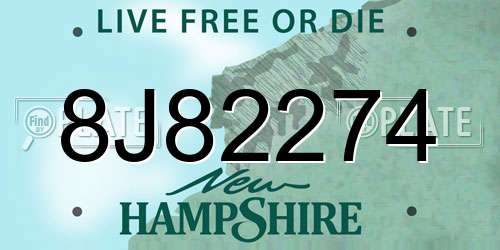 8J82274 New Hampshire License Plate