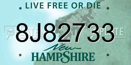 8J82733 New Hampshire License Plate