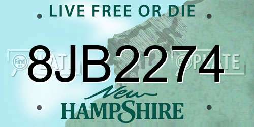 8JB2274 New Hampshire License Plate