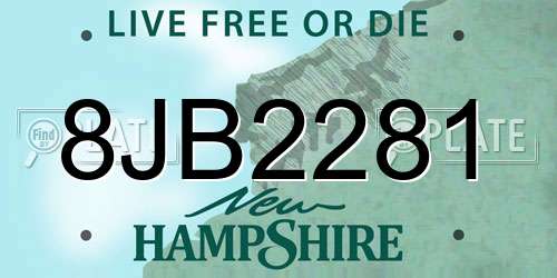 8JB2281 New Hampshire License Plate