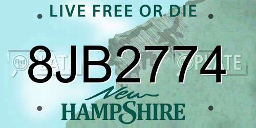 8JB2774 New Hampshire License Plate