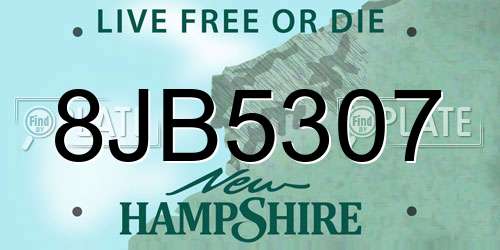 8JB5307 New Hampshire License Plate