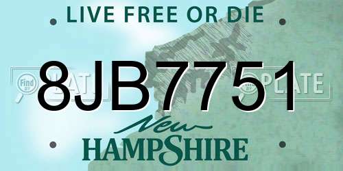 8JB7751 New Hampshire License Plate