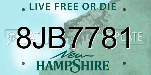 8JB7781 New Hampshire License Plate